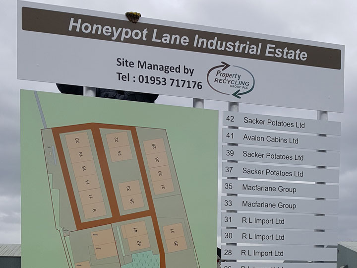 Aluminium industrial estate sign