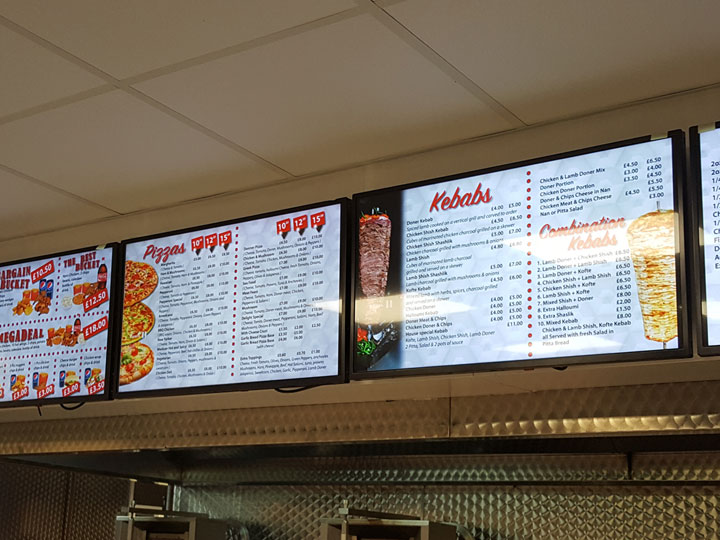 Illuminated menu signs