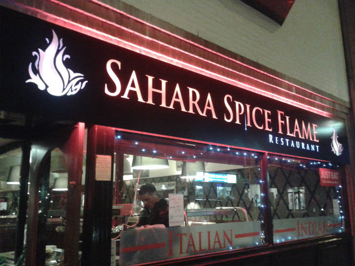 Illuminated restaurant signage