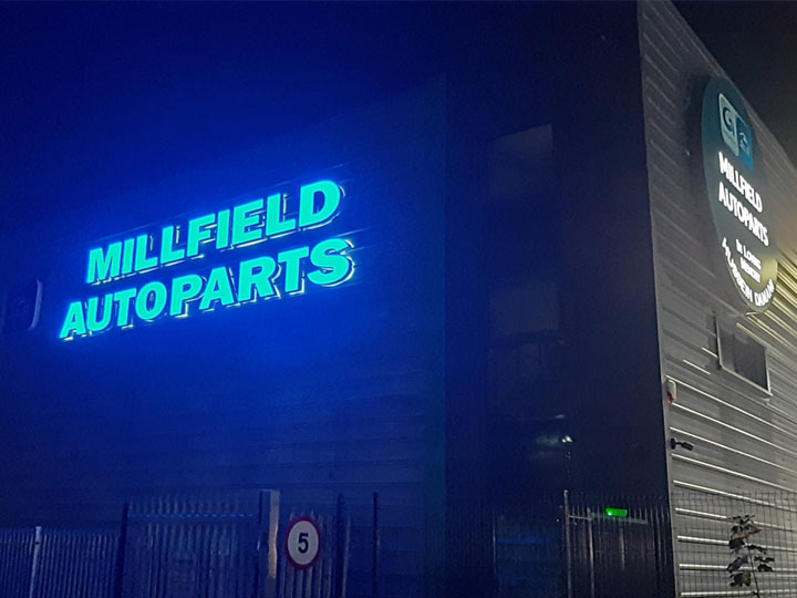 Millfield Auto parts signage