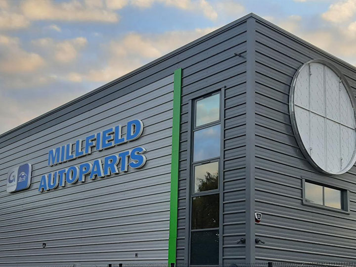 Millfield Auto parts signage
