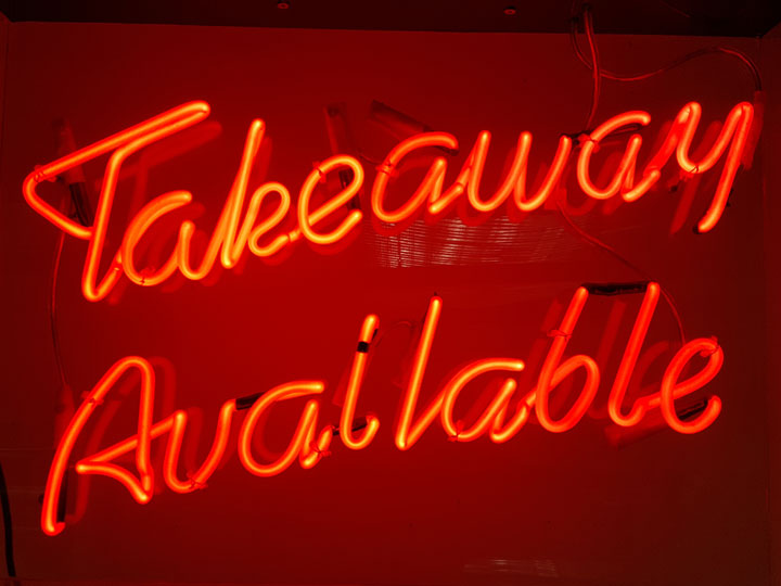 Neon take away sign