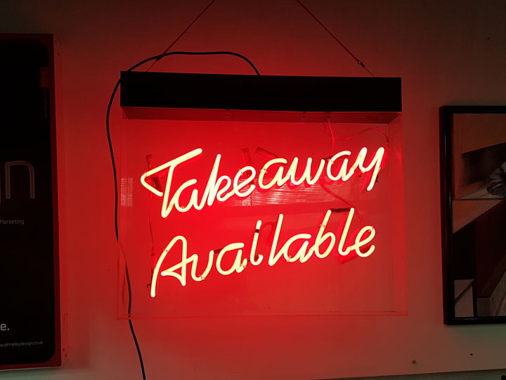 Neon take away sign