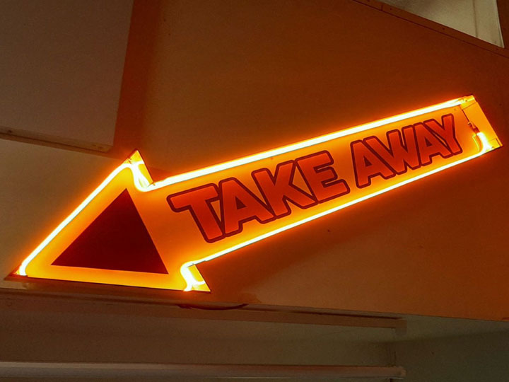Neon take away sign