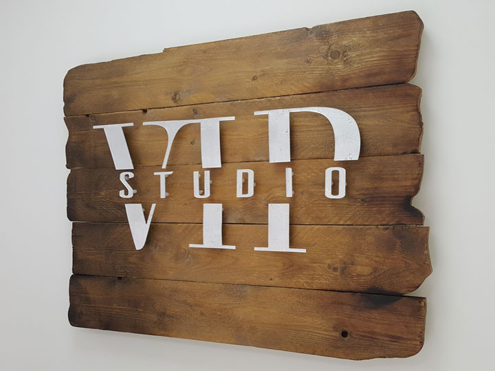 Perspex logo on wood