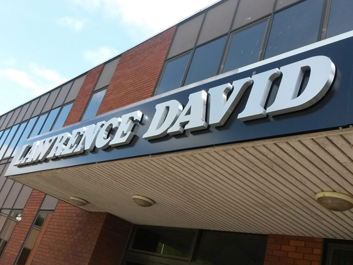 Stainless steel letters on fascia sign