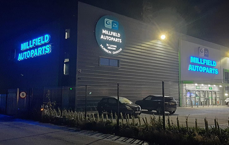Millfield Autoparts Illuminated Signage