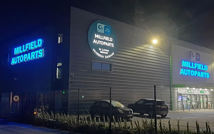 Millfield Autoparts Illuminated Signage
