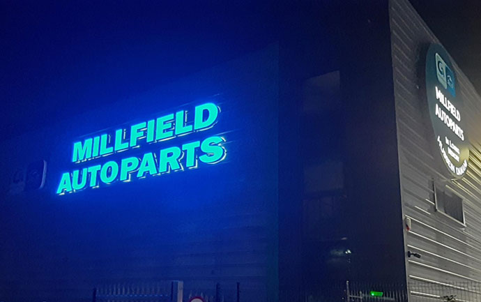 Millfield Autoparts Illuminated Signage