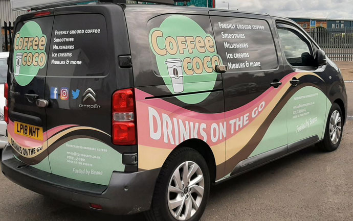 Drinks on the go vehicle graphics